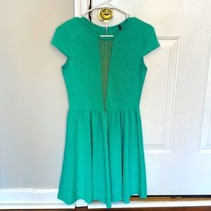 Teal short cap sleeve dress mesh cut out -like new Medium
